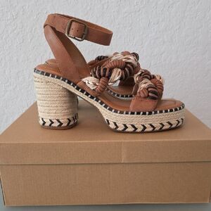 Lucky Brand Tan Braided Rope Platform Heel Sandal